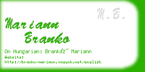 mariann branko business card